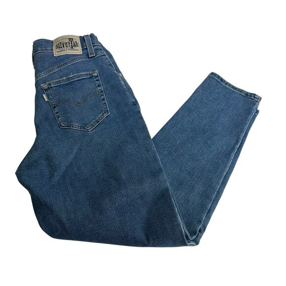 Levi’s SilverTab Mom Jeans 28 Distressed Ripped Straight Leg Blue Denim - Picture 7 of 10